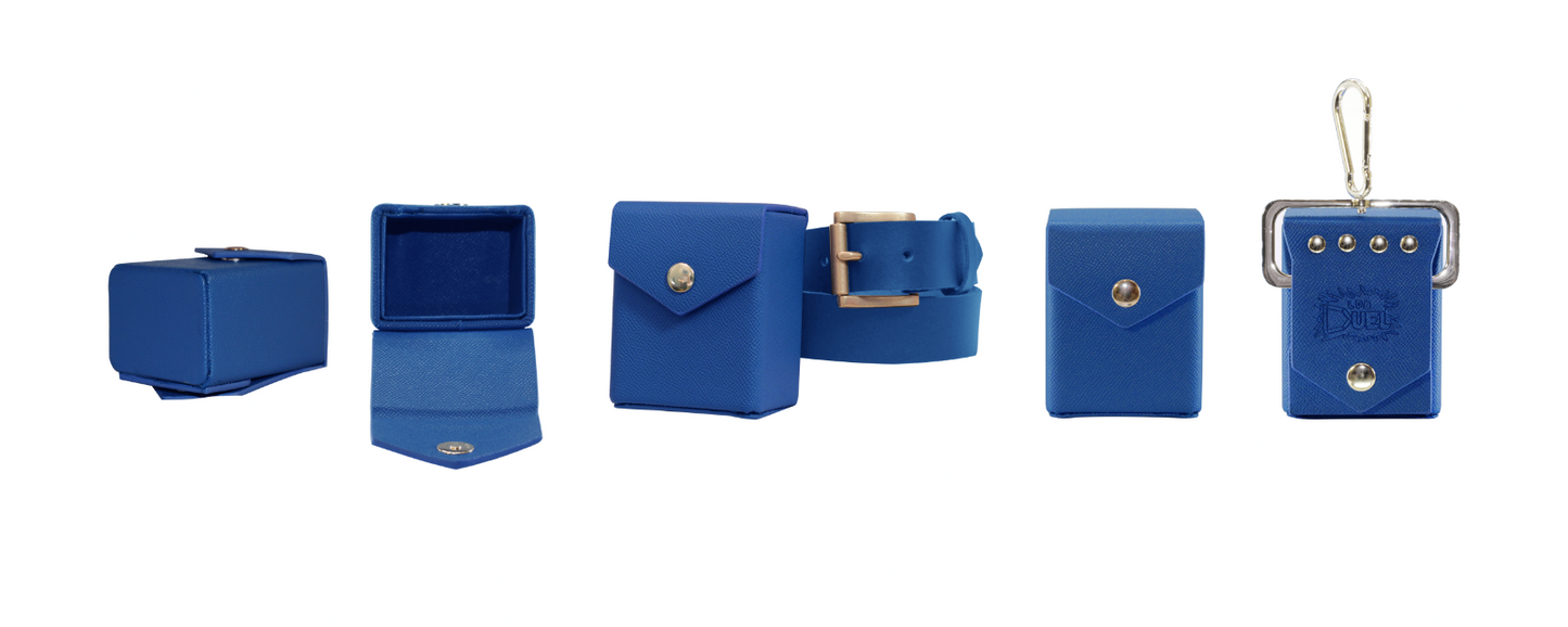 Blue - Hard Shell - Textured Leather - Deck Box - With Belt Loop LDB Duel