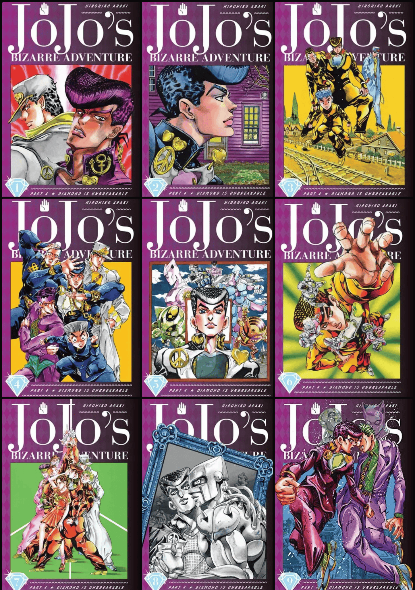 JoJo's Bizarre Adventure: Part 4--Diamond Is Unbreakable, Complete Manga Set (Vols. 1-9) The One-Shot Manga Cafe