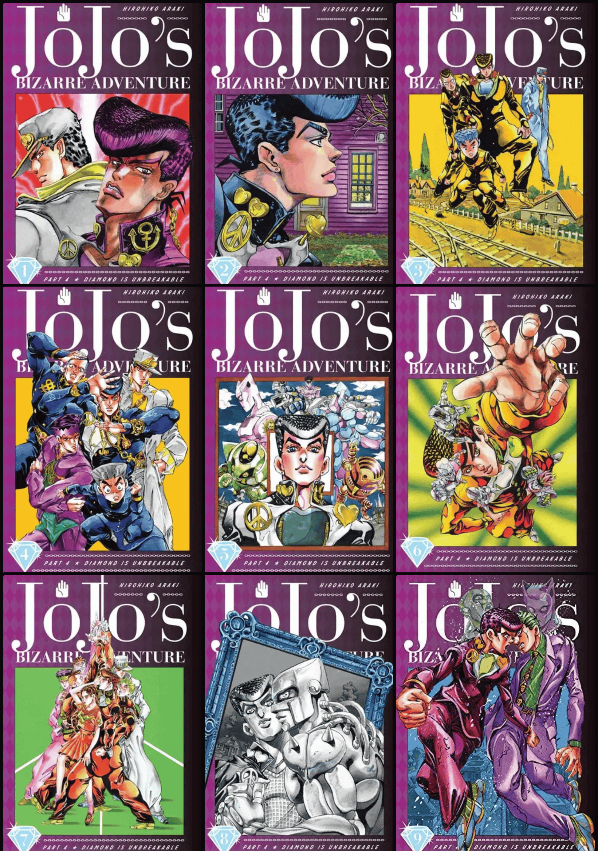 JoJo's Bizarre Adventure: Part 4--Diamond Is Unbreakable, Complete Manga Set (Vols. 1-9) The One-Shot Manga Cafe